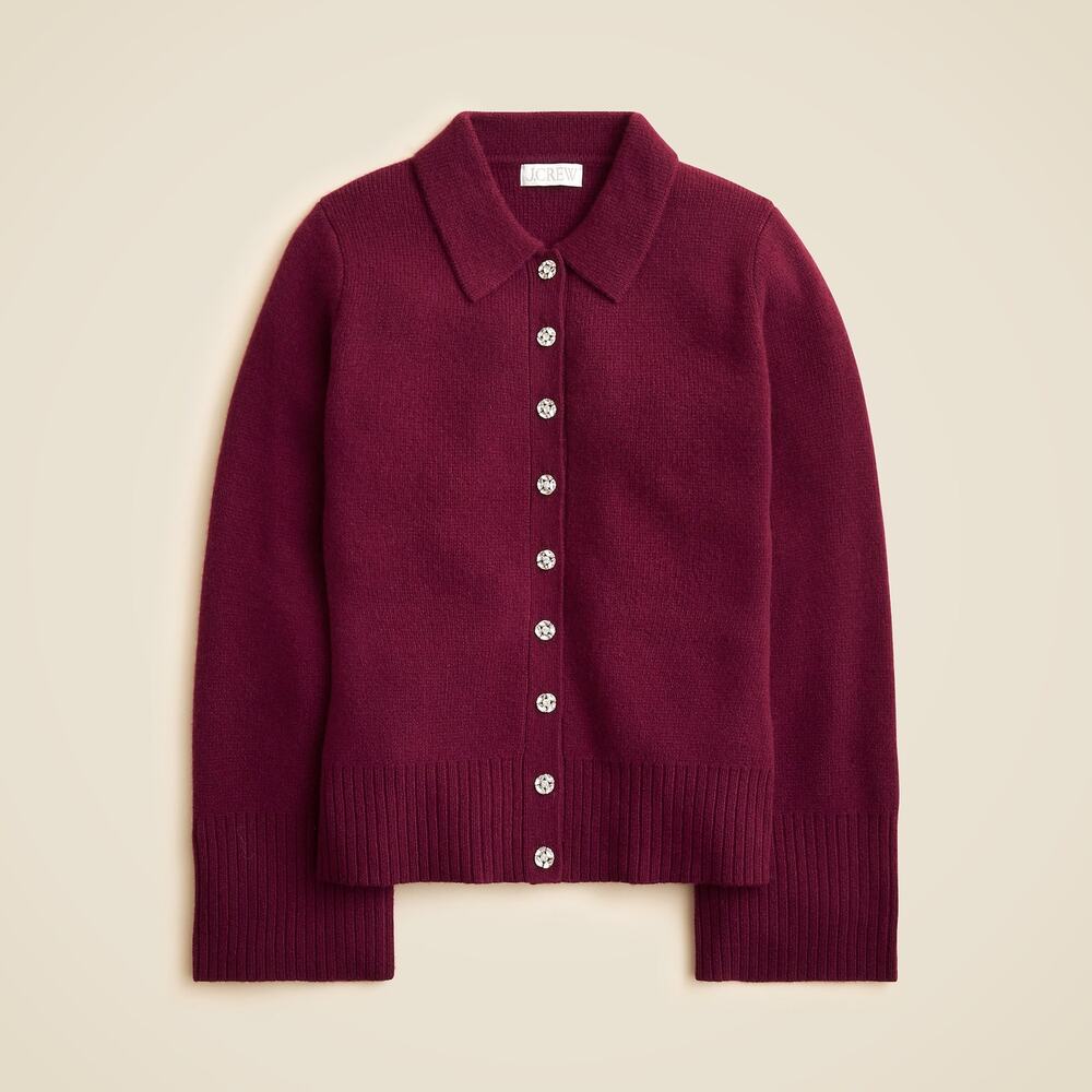 J.Crew Milano-Stitch Cinched-Waist Cardigan With Embellished Buttons Size L NWT